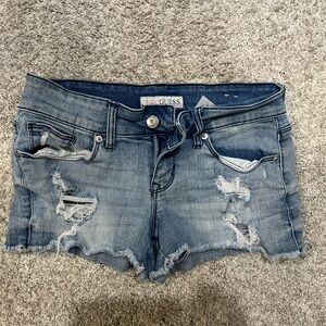 Guess Women's Ripped Jean Shorts - Light Blue